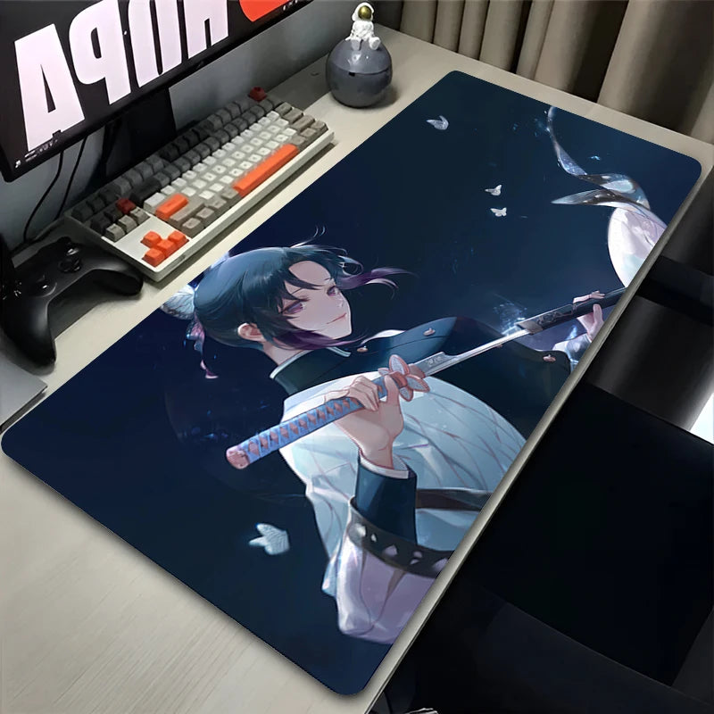 Flower Butterfly Mouse Pad Laptop Japan Anime Keyboard Rug PC Demon Slayer Gaming Mousepad 900x400 Moon Kochou Shinobu Desk Mat