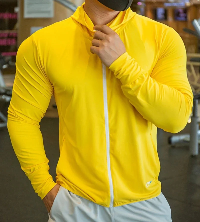 Men's Jacket Zip Hoodie Long Sleeve T-shirts Gym Sports Clothing Running Male Coat Jackets For Men Hooded Sweatshirts