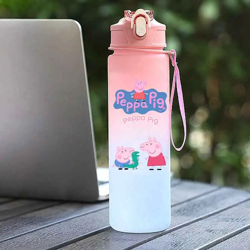 Peppa Pig 750ML Adult Sports Bullet Cap Direct Drinking Travel Plastic Bottle Children's Large Capacity Gradual Change Straw Cup