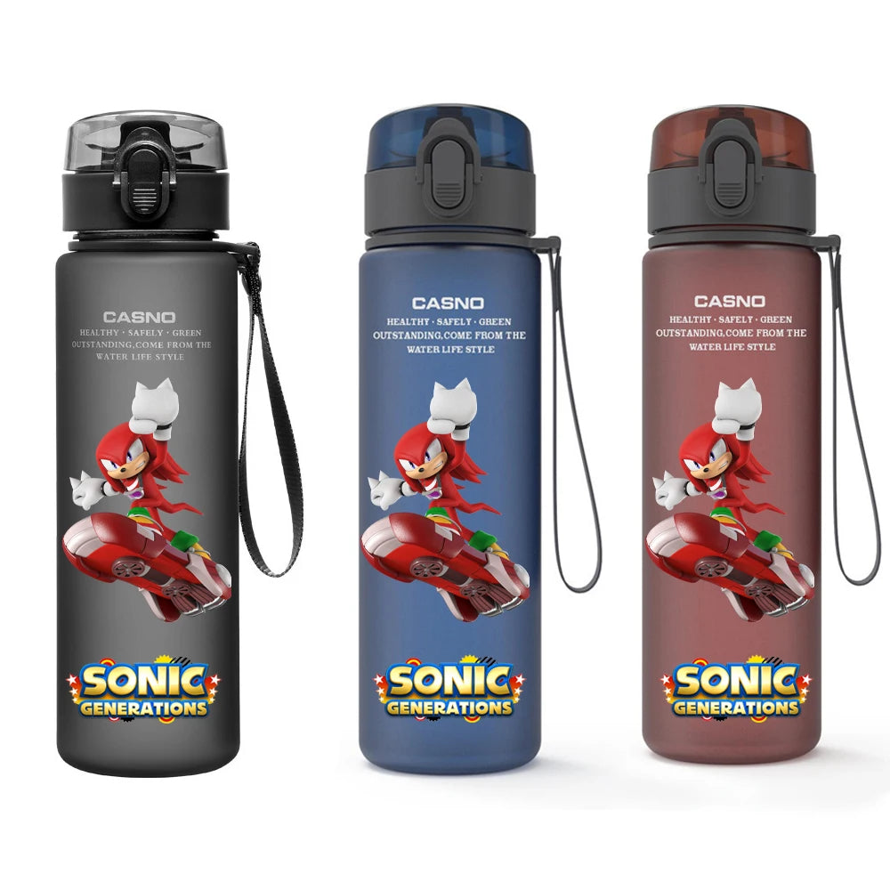 560ML Sonic Hedgehog Sports Water Bottle Portable Gym Travel Clear Leakproof Drinking Bottle Frosted Water Cup Gift for Friends