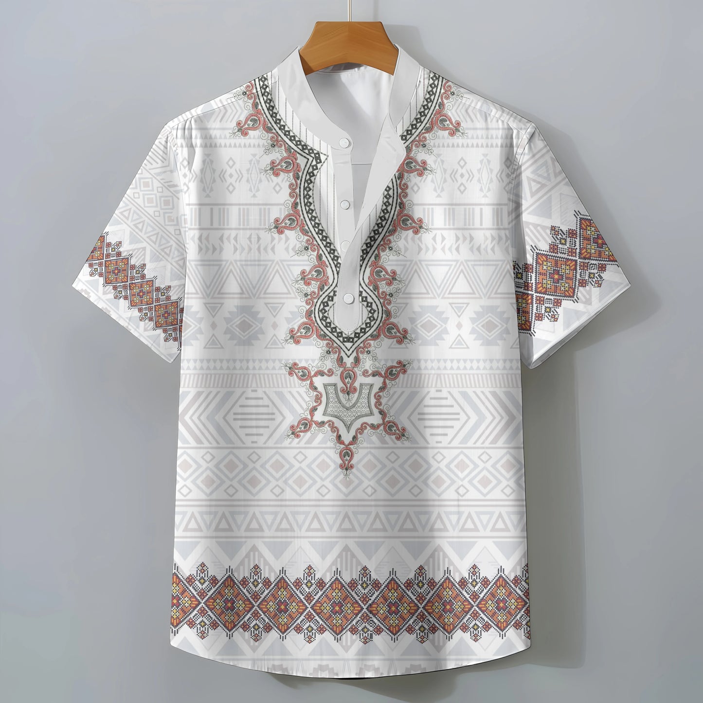Retro Ethnic Style Short Sleeve Shirt Men's Clothing Casual Fashionable Clothing Comfortable Loose Oversized Summer Tops