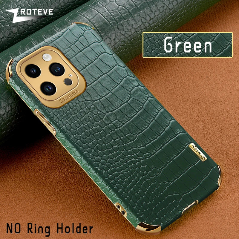 For iPhone 16 e 16e 15 14 13 12 11 Pro Max Zroteve Crocodile Leather Plating Silicone Cover For iPhone16 Plus iPhone13 Mini Case