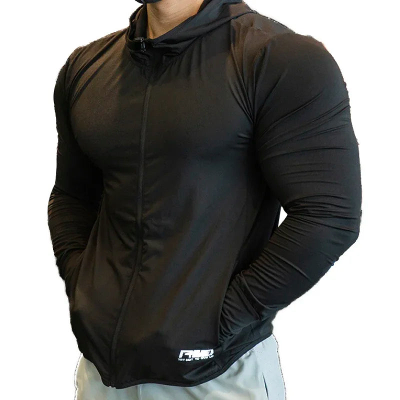 Men's Jacket Zip Hoodie Long Sleeve T-shirts Gym Sports Clothing Running Male Coat Jackets For Men Hooded Sweatshirts