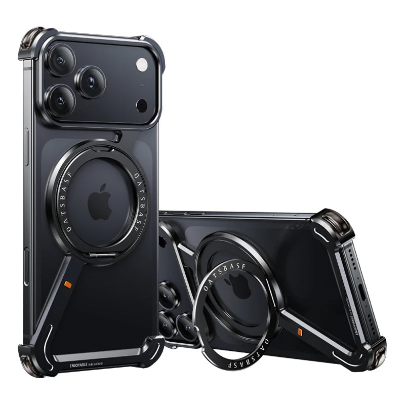 Oatsbasf Phone Case for iPhone 17 Pro/Pro Max/17/Air with 360° Rotatable Stand Metal Frameless Magsafe Protective Shockproof