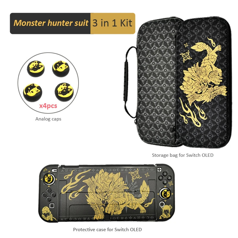 Monster Hunter Storage Bag for NS Switch OLED Carrying Case Protective Shell  for NS Switch OLED Game Accessories