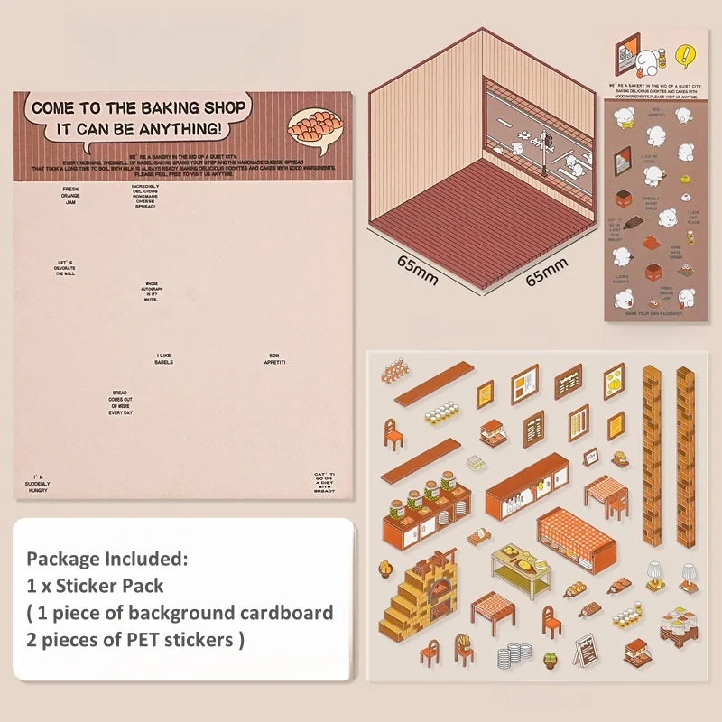 Plus Size 2.5D Cartoon Castle Town Landscape Sticker Scene DIY Toy Game Sticker Festival Birthday Gift for Kid Child Girl