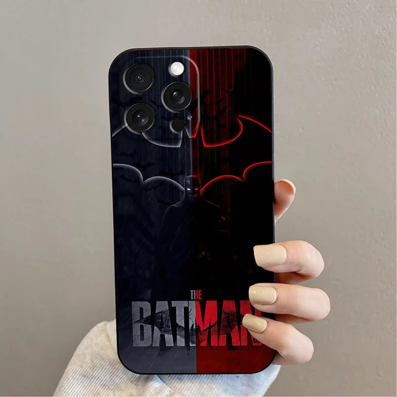 Super-mans B-Batmans Logo For iPhone 15 14 13 12 11 XS XR X 8 7 SE Pro Max Plus Mini Black Soft Phone Case