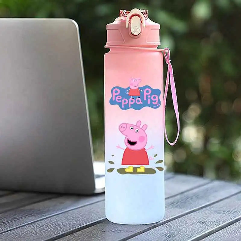 Peppa Pig 750ML Adult Sports Bullet Cap Direct Drinking Travel Plastic Bottle Children's Large Capacity Gradual Change Straw Cup