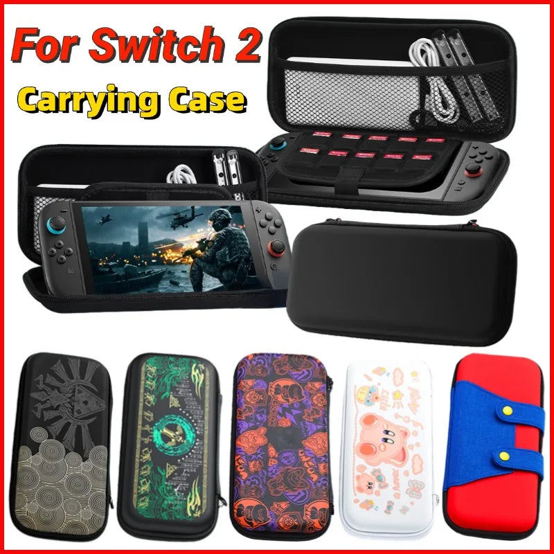 Storage Bag For Switch 2 NS Game Console Carrying Case Portable Travel Bag with 10 Game Card Slots Anti-scratch Protective Bags