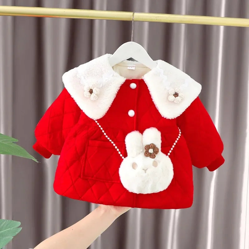 Ropa De Niño Child Clothing 2023 Winter Baby Clothes Korean Cute Girl Outer Cartoon Down Jacket Plush Princess Girl Clothes 아우터