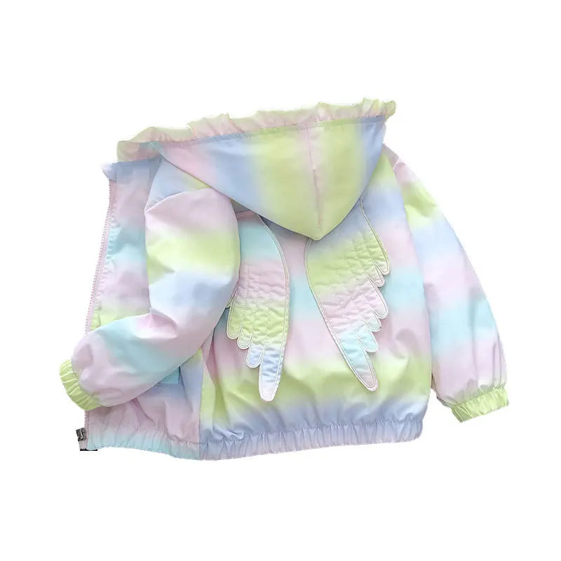 Spring Baby Girls Thin Jacket Korean Gradient Color Toddler Kids Jacket For Girls Coats Autumn Children Girls Hooded Trench Coat