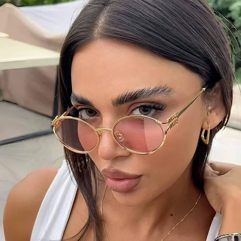 Fashion Small Sunglasses Brand Designer Metal Woman Outdoor Travel Holidays Eyeglasses UV Protection Man Shades Sale