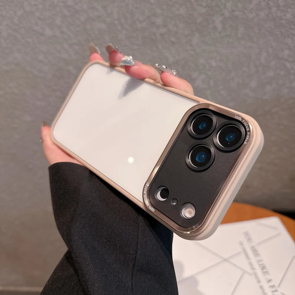 Luxury Hard Acrylic Transparent Case for iPhone 17 Air 13 14 15 16 17 Pro Max Plus 12 11 Lens Film Protection Shockproof Cover