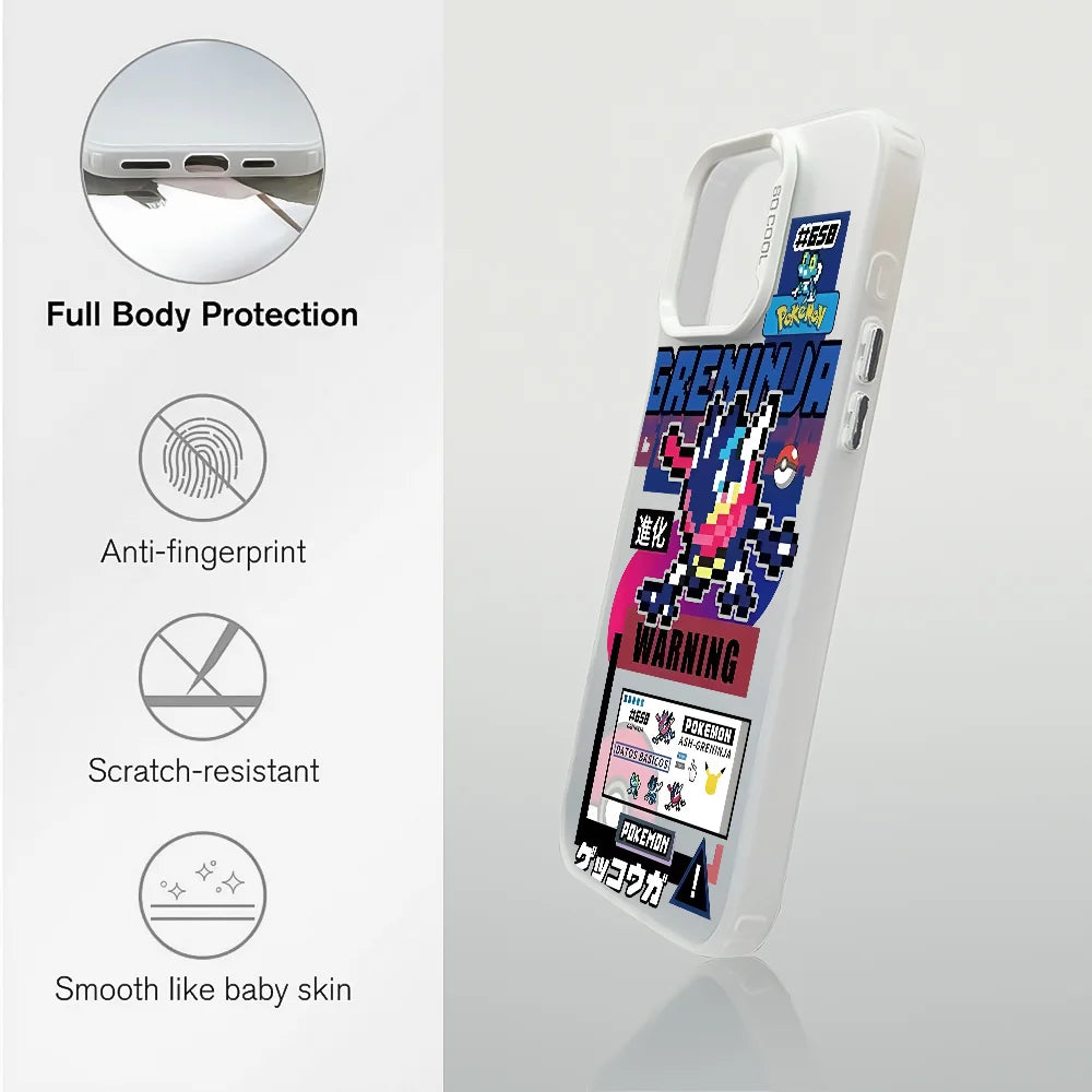 Mewtwo Greninja Cute Phone Case For IPhone 16 Pro Max 15 14 13 12 11 Plus Multicolor Aurora Laser Shockproof Funda