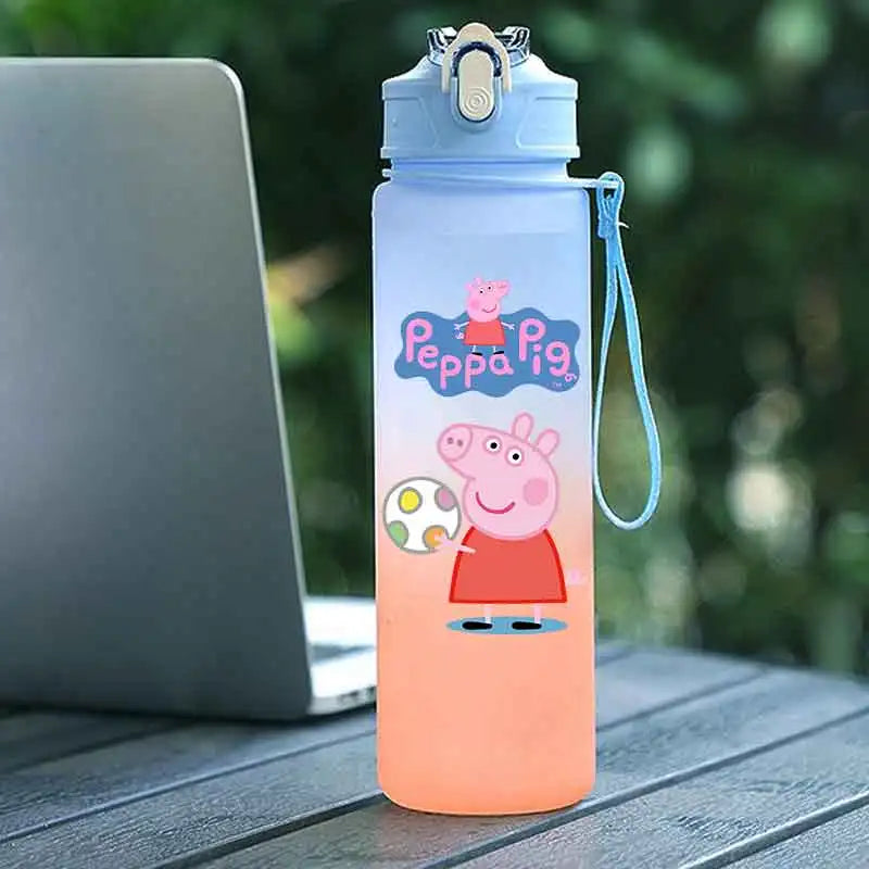 Peppa Pig 750ML Adult Sports Bullet Cap Direct Drinking Travel Plastic Bottle Children's Large Capacity Gradual Change Straw Cup