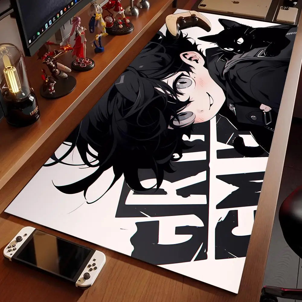 black cat girls Mouse Pad XXL Gaming Accessories Office Gamer Keyboard Desk Mat Non-Slip Laptop Notebook rubber kawaii Mousepad