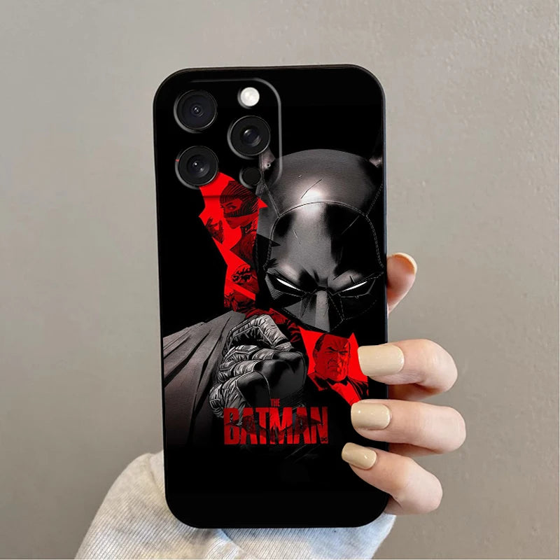 Super-mans B-Batmans Logo For iPhone 15 14 13 12 11 XS XR X 8 7 SE Pro Max Plus Mini Black Soft Phone Case
