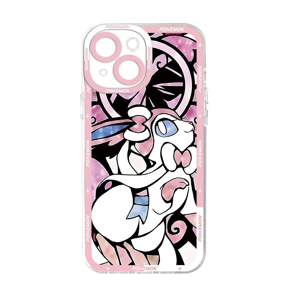 Pokemon Pikachu Eevee Color Art Case for iPhone 13 14 15 Pro Max X 8 Plus 12 Mini 7 6s 11 Pro XS SE XR Back Transparent Soft Bag