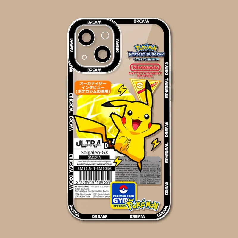 Luxury P-Pokemon Case For iPhone 16 Pro Max 15 14 Plus 13 12 11 Pro XR XS X 8 7 SE 2020 Soft Silicone Protective Clear Cover