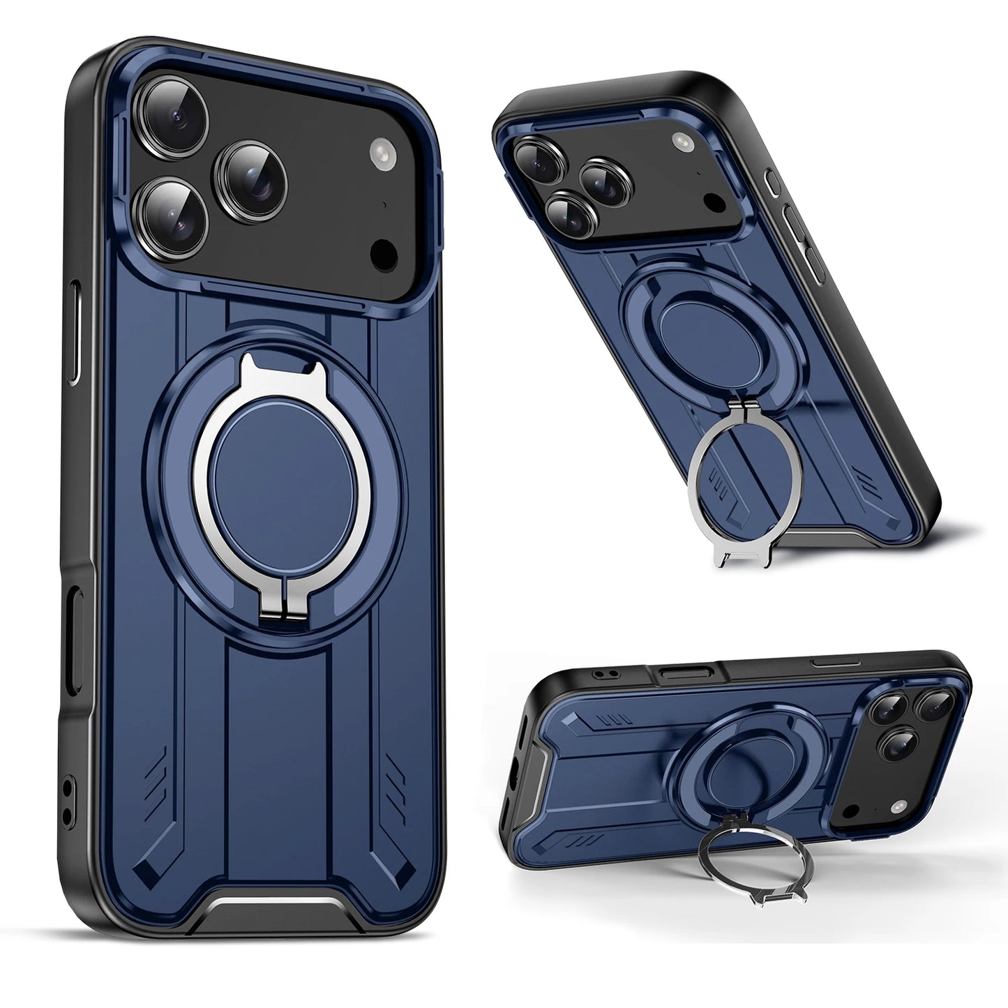 360° Rotate Stand Magnetic Phone Case for IPhone 17 Air 16e 16 15 14 13 12 11 Pro Max Plus Magsafe Wireless Charge Armor Cover