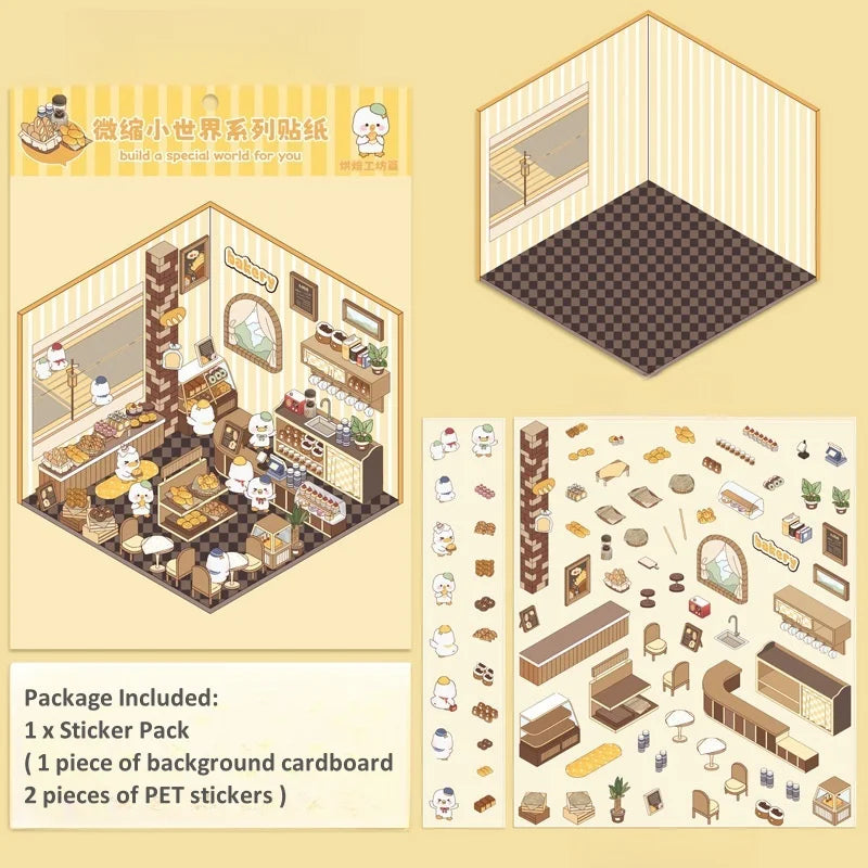 Plus Size 2.5D Cartoon Castle Town Landscape Sticker Scene DIY Toy Game Sticker Festival Birthday Gift for Kid Child Girl