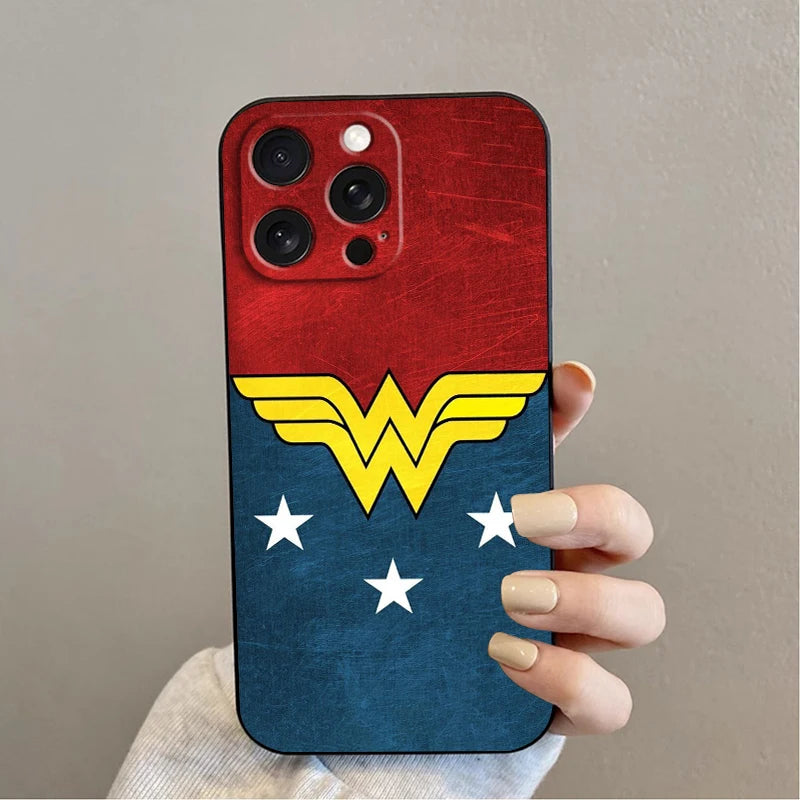 Super-mans B-Batmans Logo For iPhone 15 14 13 12 11 XS XR X 8 7 SE Pro Max Plus Mini Black Soft Phone Case