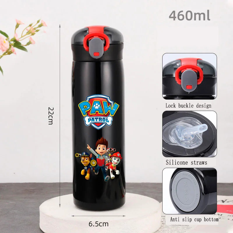 PAW Patrol 460ml Thermal Cup Bouncing Childrens Straw Cup Portable Outdoor Sports Water Cup Drinking Stainless Steel Bottle