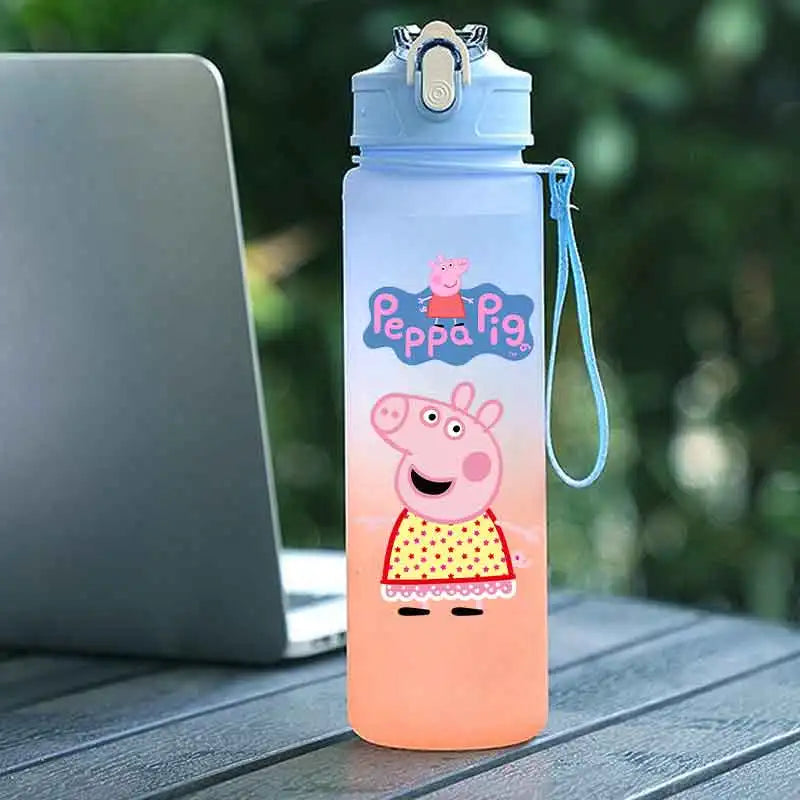 Peppa Pig 750ML Adult Sports Bullet Cap Direct Drinking Travel Plastic Bottle Children's Large Capacity Gradual Change Straw Cup