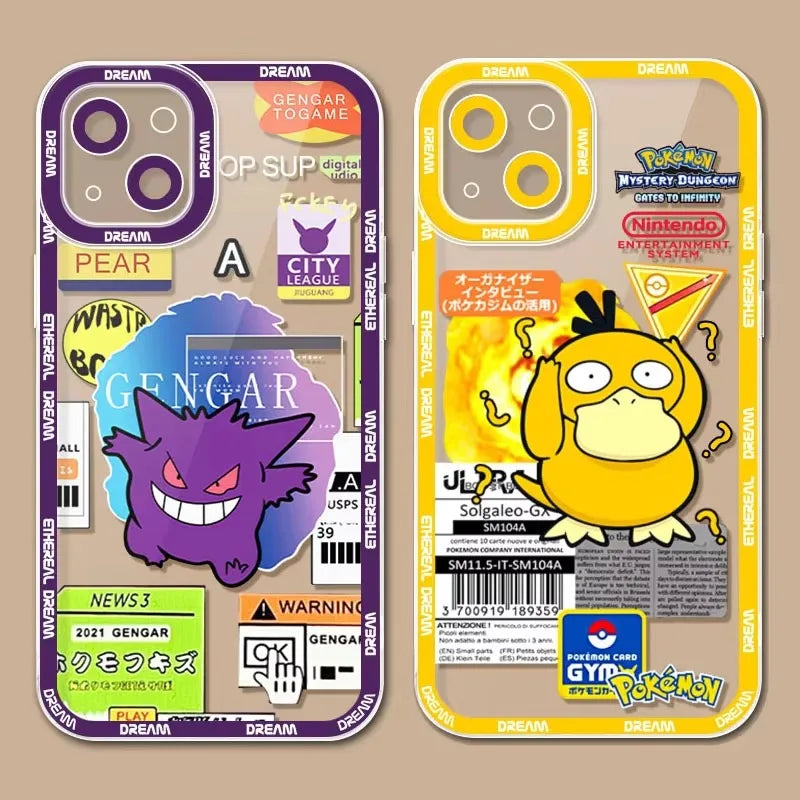 Luxury P-Pokemon Case For iPhone 16 Pro Max 15 14 Plus 13 12 11 Pro XR XS X 8 7 SE 2020 Soft Silicone Protective Clear Cover