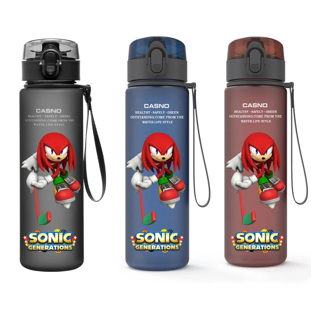 560ML Sonic Hedgehog Sports Water Bottle Portable Gym Travel Clear Leakproof Drinking Bottle Frosted Water Cup Gift for Friends