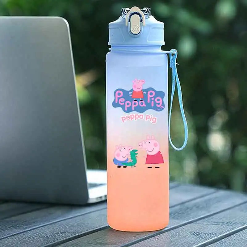 Peppa Pig 750ML Adult Sports Bullet Cap Direct Drinking Travel Plastic Bottle Children's Large Capacity Gradual Change Straw Cup