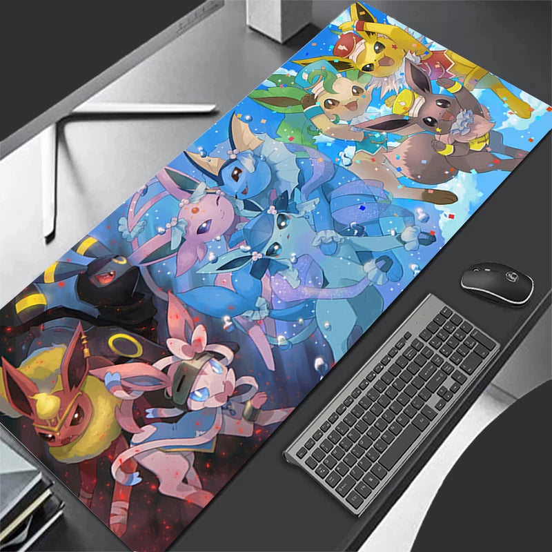 Mouse Pad Gaming Carpet Anime Keyboard Pads Rug Pokemon Eevee Mousepad Mouse Pads Laptop Extended Desk Mat for LOL Gamer Gift