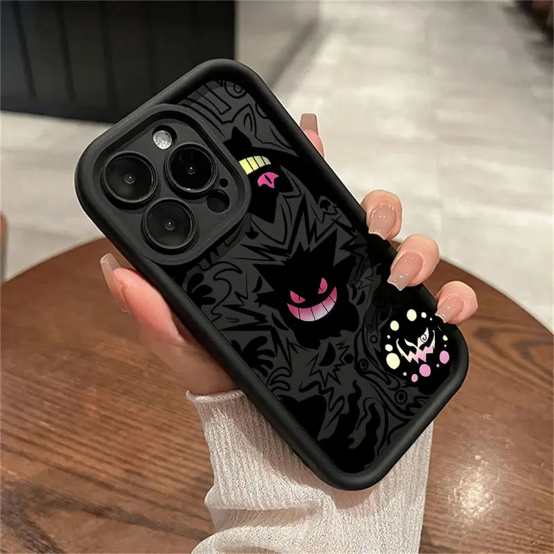 Anime P-Pokemon Gengar Cartoon For iPhone 16 15 14 13 12 11 Pro Max XS Max 7 8 Plus Phone Case Shockproof Soft Silicone Cover
