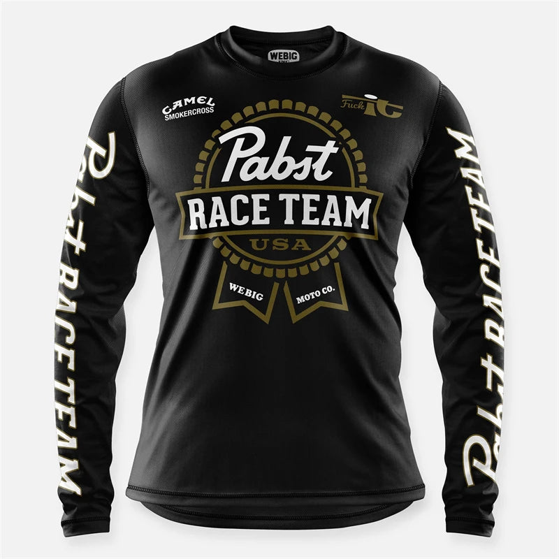 Retro Camel WEBIG Motorcycle Jersey Team Bicycle Downhill MTB Yellow Clothes Ciclismo Cycling Long Sleeve Motocross Bmx T-Shirt