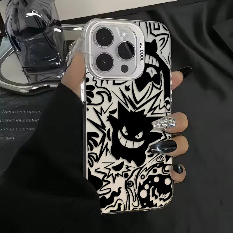 Black Cool Pokemon Gengar Phone Case For iPhone 15 14 13 12 16 Pro Max XR XSMAX 7 8 Plus 13 Mini Shockproof Silicone Hard Cover