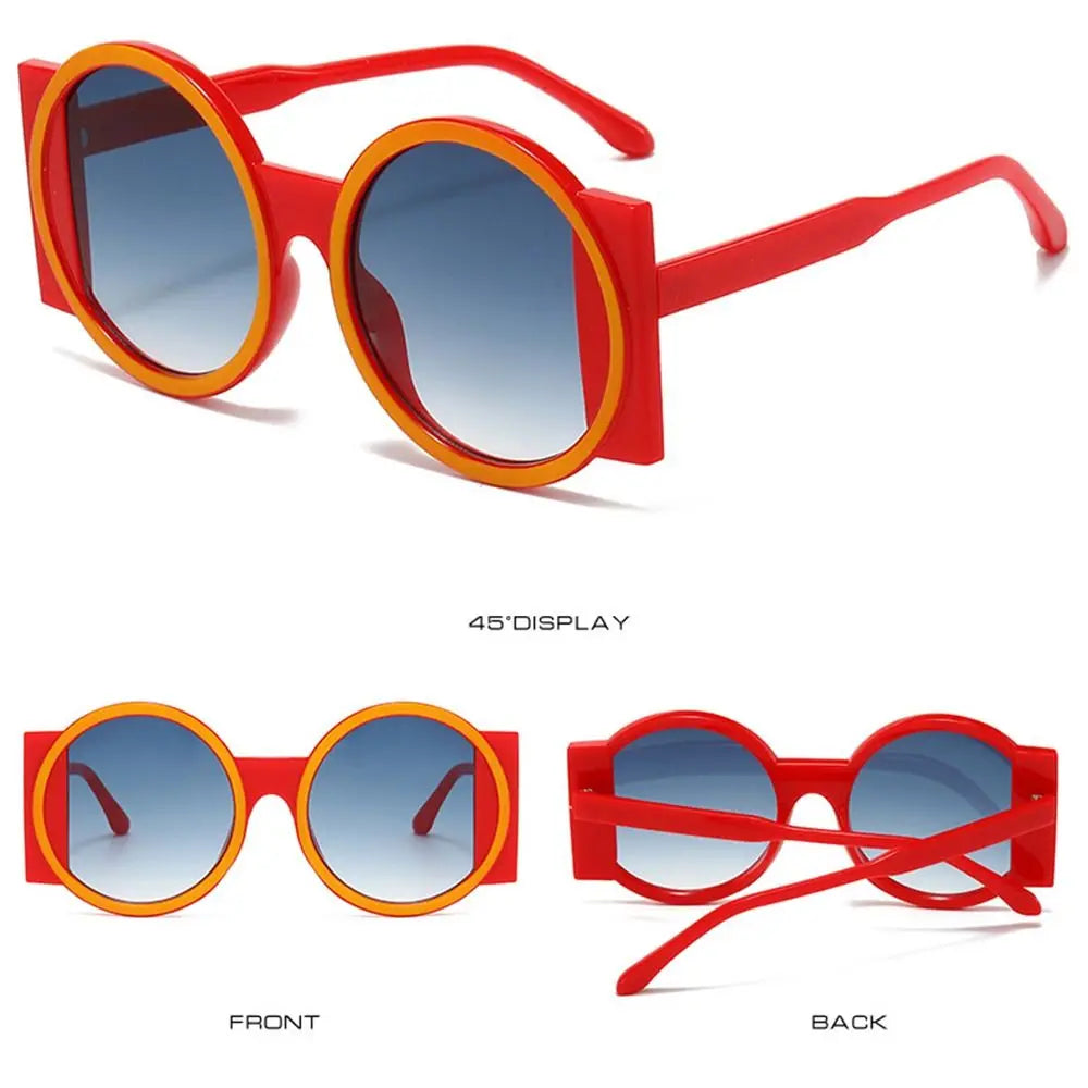 Retro Oversized Round Sunglasses UV400 Unique Gradient Sun Glasses Y2K Eyewear for Women & Men