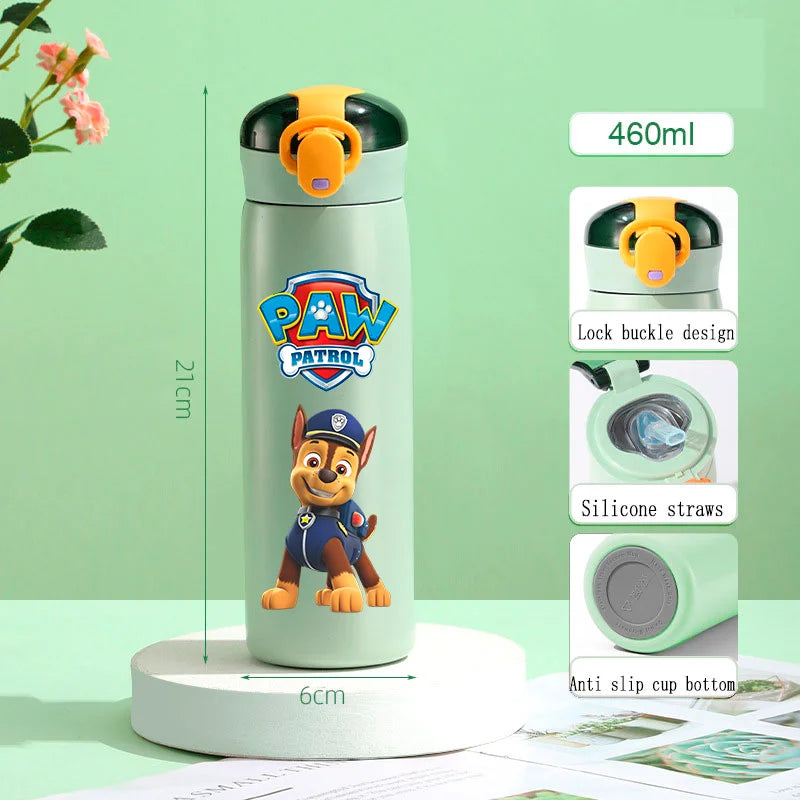 PAW Patrol 460ml Thermal Cup Bouncing Childrens Straw Cup Portable Outdoor Sports Water Cup Drinking Stainless Steel Bottle