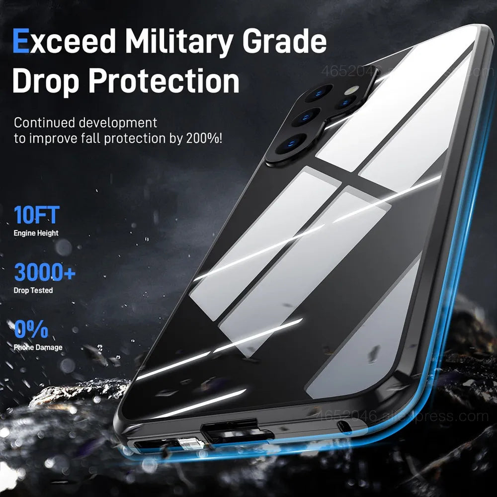 Double-sided Glass Magnetic Phone Case For Samsung Galaxy S25 Ultra S24 FE S23 Plus S22 Ultra S21 S20 A16 360 Full Protect Case