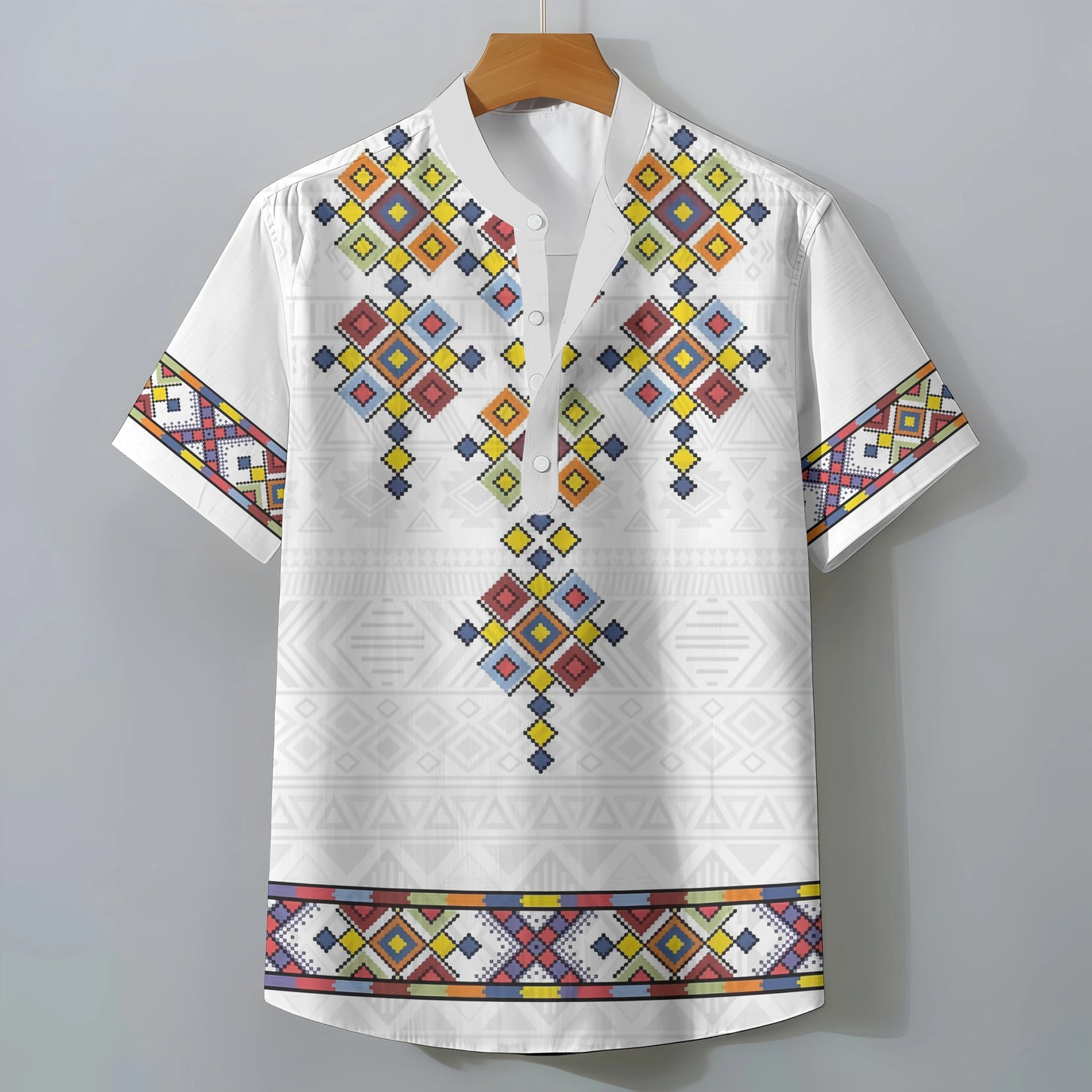 Retro Ethnic Style Short Sleeve Shirt Men's Clothing Casual Fashionable Clothing Comfortable Loose Oversized Summer Tops