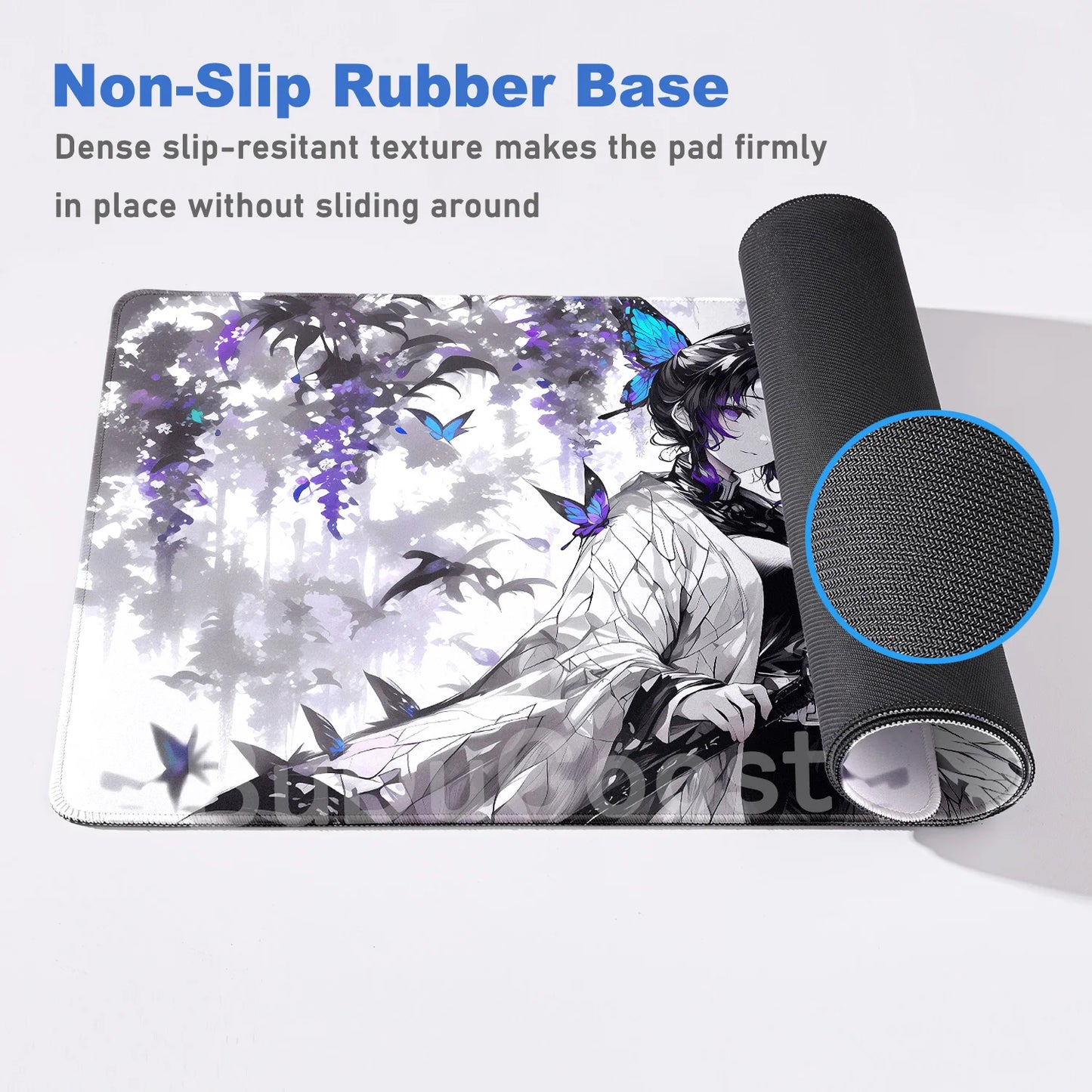 XXL Anime Demon Slayer Kochou Shinobu Mousepad Computer Gamer Lock Edge Table Pad Large Keyboard Mouse Pad Natural Rubber Carpet