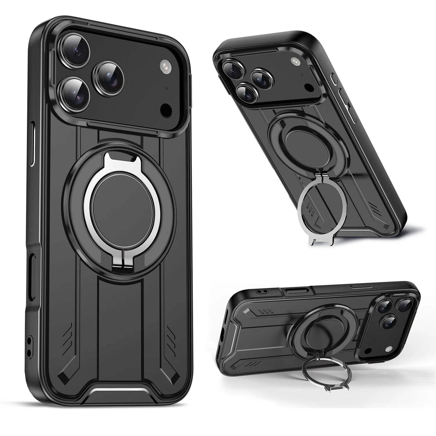360° Rotate Stand Magnetic Phone Case for IPhone 17 Air 16e 16 15 14 13 12 11 Pro Max Plus Magsafe Wireless Charge Armor Cover