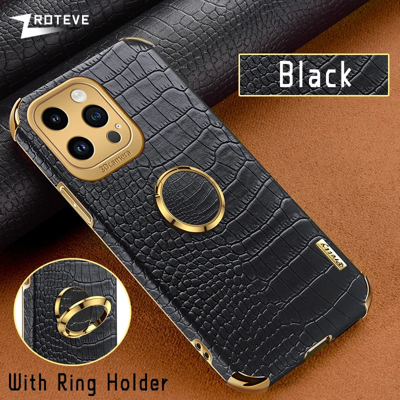 For iPhone 16 e 16e 15 14 13 12 11 Pro Max Zroteve Crocodile Leather Plating Silicone Cover For iPhone16 Plus iPhone13 Mini Case