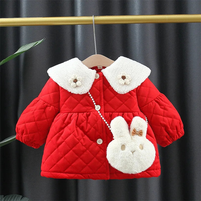 2023 Newborn baby girl clothes floral hooded cotton-padded jacket outerwear for 1 year baby birthday clothing girls outfits coat