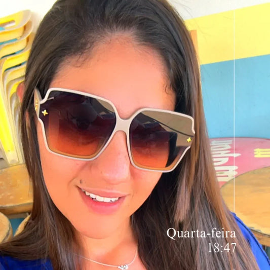 Fashion Square Frame Sunglasses for Women Luxury UV Protection Large Frame All-Match DS-8052-1