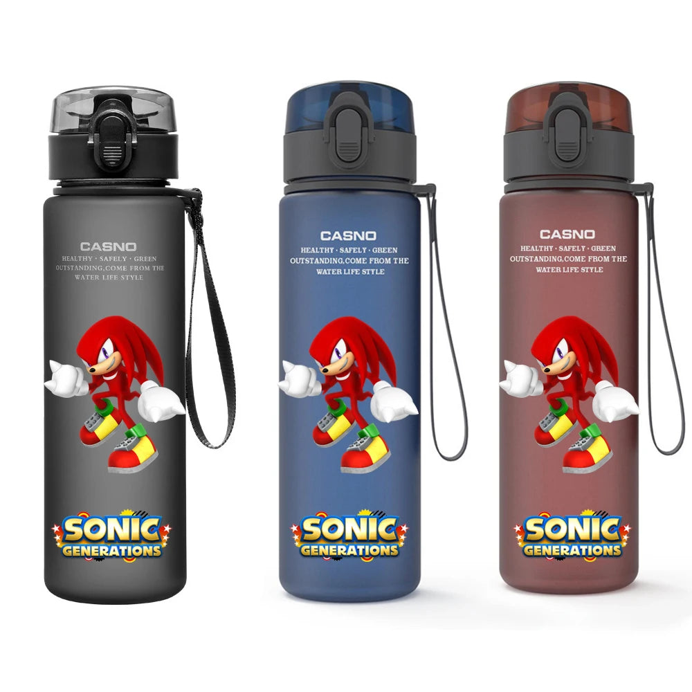 560ML Sonic Hedgehog Sports Water Bottle Portable Gym Travel Clear Leakproof Drinking Bottle Frosted Water Cup Gift for Friends