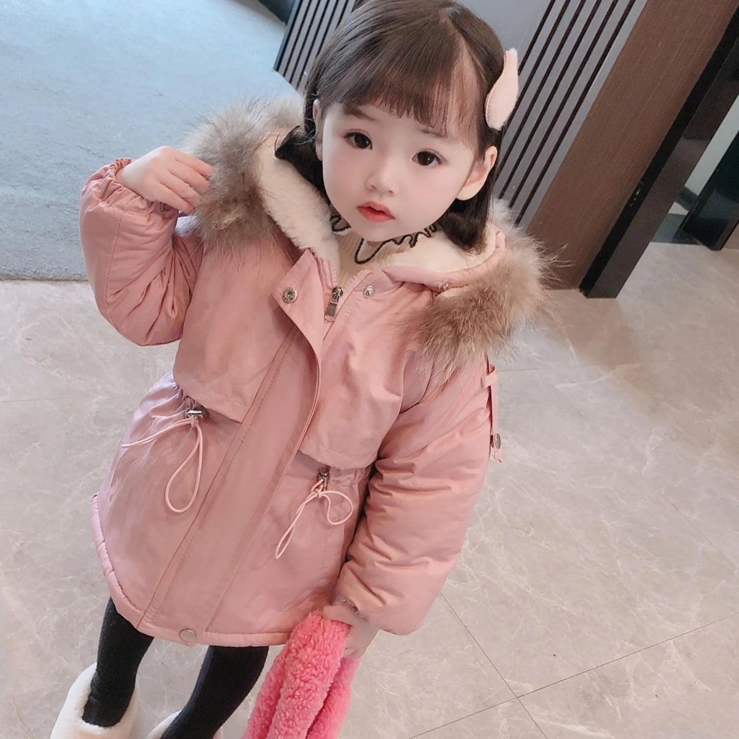 Girls Pie To Overcome Winter Cotton Jacket 2023 New Korean Version Children's Clothing Plus Velvet Thick Kids Coats -20 Degrees