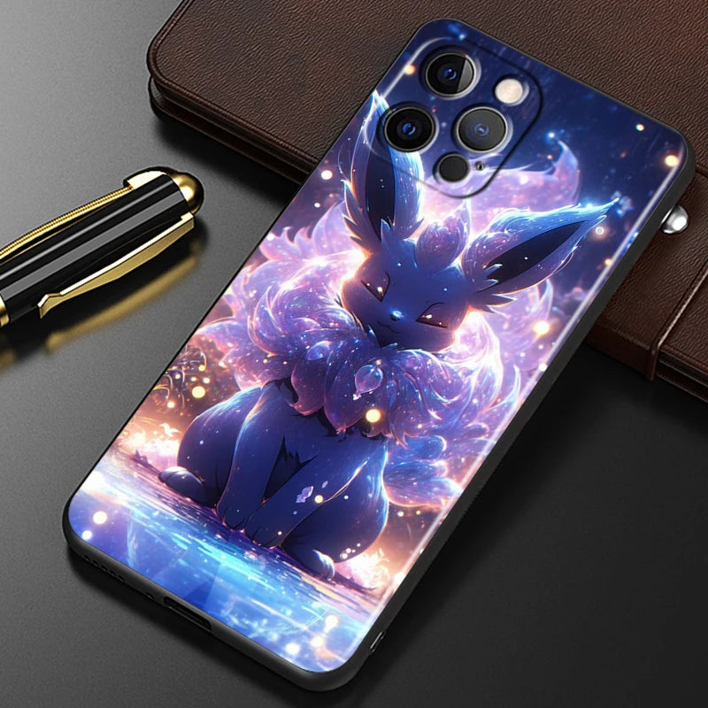 Trend Cartoon Cute Pokemon For iPhone 15 14 13 12 11 XS XR X 8 7 SE Pro Max Plus Mini Black Back Phone Case