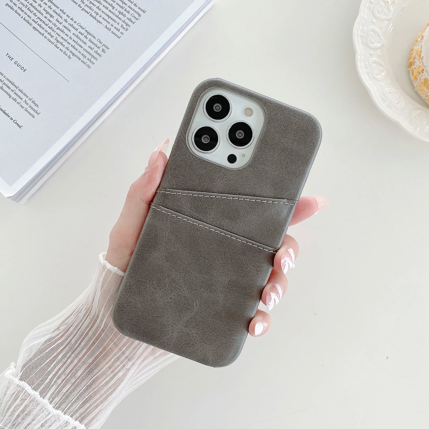 Luxury Cowhide Leather Wallet Card Slots Holder Case for iPhone 16 15 14 13 12 11 Pro MAX X XS 8 7 6 Plus SE Skin Purse Cover