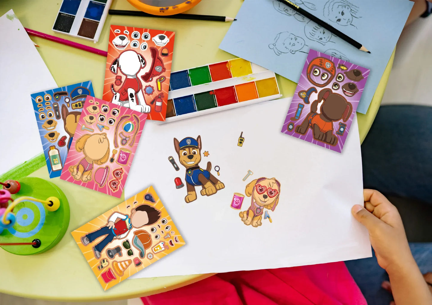 16Sheets PAW Patrol Balloon Sticker Puzzle Stickers Chase Make-a-Face Assemble Cartoon Decal Assemble Jigsaw Children Gift