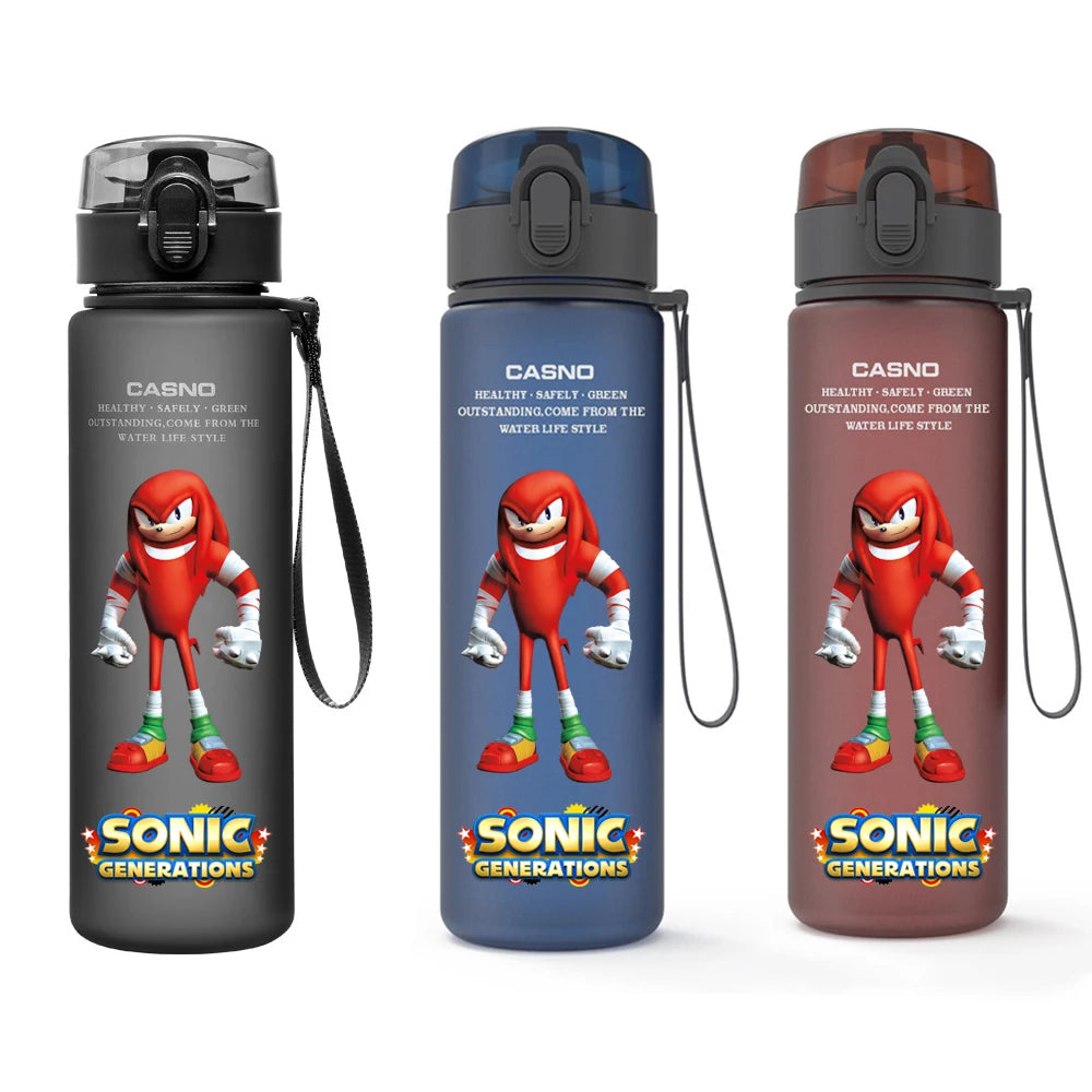 560ML Sonic Hedgehog Sports Water Bottle Portable Gym Travel Clear Leakproof Drinking Bottle Frosted Water Cup Gift for Friends